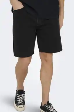 Wehkamp ONLY & SONS ONSEDGE denim straight casual short zwart aanbieding