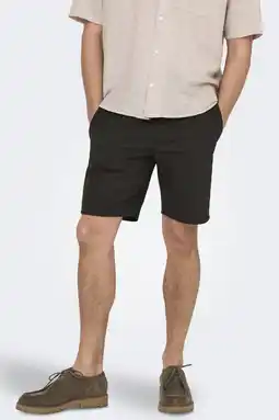 Wehkamp ONLY & SONS loose fit short met linnen donkerbruin aanbieding