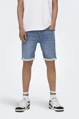 Wehkamp ONLY & SONS regular denim short ONSPLY blue denim aanbieding