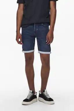 Wehkamp ONLY & SONS regular denim short ONSPLY dark blue denim aanbieding