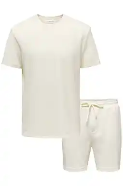 Wehkamp ONLY & SONS regular T-shirt gebreid met short ecru - (set van 2) aanbieding