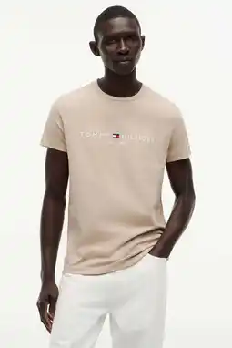 Wehkamp Tommy Hilfiger slim T-shirt beige aanbieding