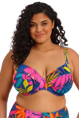 Wehkamp Elomi niet-voorgevormde beugel bikinitop Porto Rafti blauw/roze/groen aanbieding