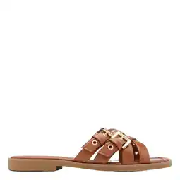 Wehkamp Graceland leren slippers cognac aanbieding