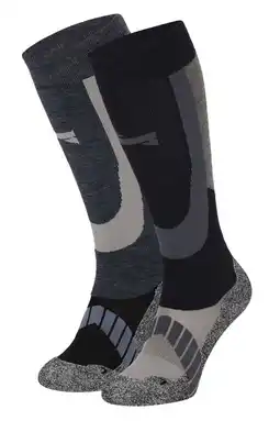 Wehkamp Xtreme skisokken - zwart/grijs/grijsblauw (set van 2) aanbieding