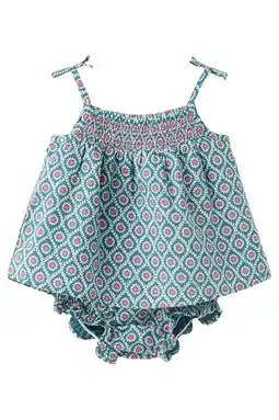 Wehkamp Mango Kids korte jurk met ruches en print - blauw aanbieding