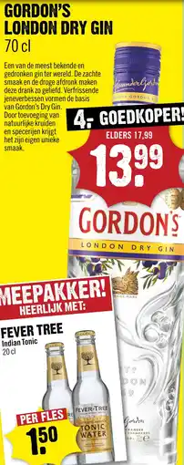 Dirck 3 Gordon's London Dry Gin 70 cl aanbieding