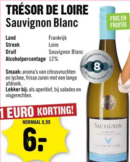 Dirck 3 Tresor de Loire Sauvignon Blanc 75 cl aanbieding