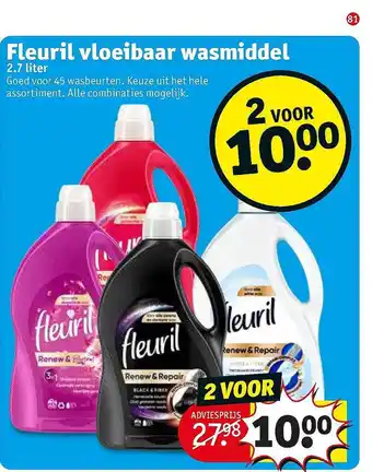 Kruidvat Fleuril Vloeibaar Wasmiddel 2,7liter aanbieding