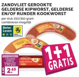 De Boerenschuur Zandvliet gerookte gelderse kipworst, gelderse en/of runder kookworst aanbieding