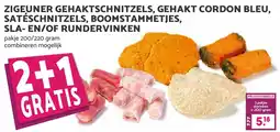 De Boerenschuur Zigeuner gehaktschnitzels, gehakt cordon bleu, satéschnitzels, boomstammetjes, sla en/of rundervinken aanbieding