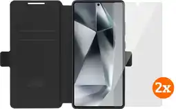 Coolblue BlueBuilt Samsung Galaxy S25 Ultra Book Case Zwart + Screenprotector Glas Duo Pack aanbieding