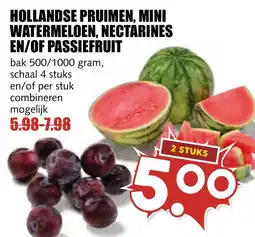 De Boerenschuur hollandse pruimen, mini watermeloen, nectarines en/of passiefruit aanbieding