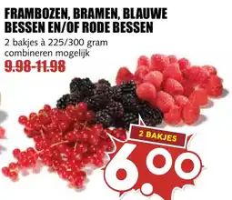 De Boerenschuur frambozen, bramen, blauwe bessen en/of rode bessen aanbieding