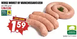 De Boerenschuur verse worst of varkenssaucijzen aanbieding
