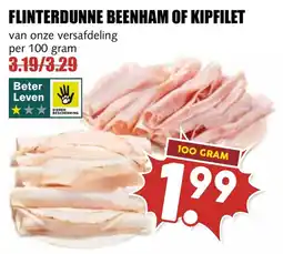 De Boerenschuur flinterdunne beenham of kipfilet aanbieding