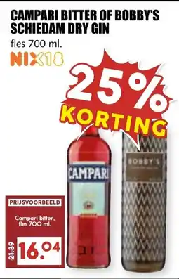 De Boerenschuur Campari bitter of Bobby's schiedam dry gin aanbieding