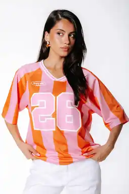 Wehkamp Colourful Rebel gestreept football t-shirt - oranje aanbieding