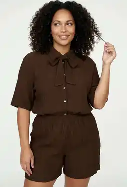 Wehkamp Tramontana viscose straight fit short - bruin aanbieding