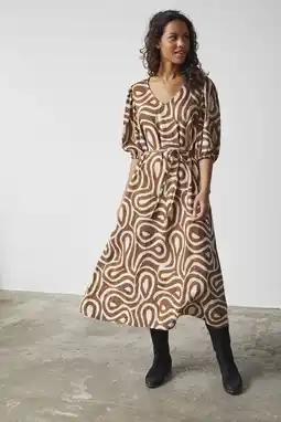 Wehkamp SisterS Point midi jurk bruin aanbieding