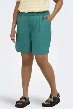 Wehkamp ONLY CARMAKOMA straight highwaist bermuda short groen aanbieding