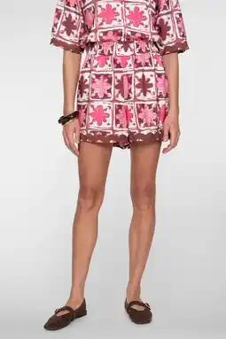 Wehkamp Geisha highwaist gebloemde casual short roze aanbieding