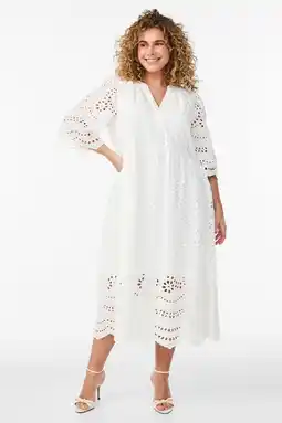 Wehkamp Zizzi gebloemde cocktailjurk broderie wit aanbieding