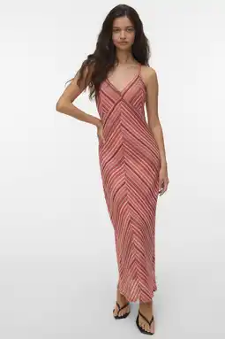 Wehkamp VERO MODA gestreepte maxi jurk roze aanbieding