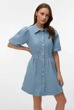 Wehkamp VERO MODA denim A-lijn jurk medium blue aanbieding