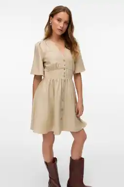 Wehkamp VERO MODA korte jurk taupe aanbieding