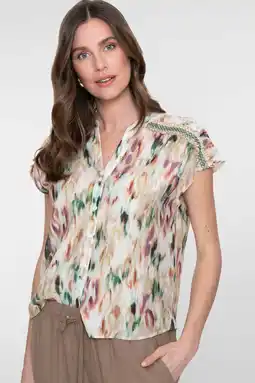 Wehkamp Geisha rechtvallend dip-dye blouse - ecru aanbieding