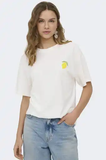 Wehkamp ONLY T-shirt met backprint ecru aanbieding