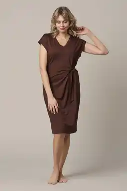 Wehkamp Co Woman midi jurk donkerbruin aanbieding