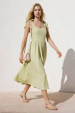 Wehkamp VERO MODA katoenen midi jurk - lichtgroen aanbieding