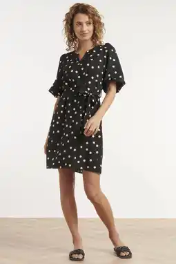 Wehkamp Smashed Lemon korte jurk met stippen - zwart aanbieding