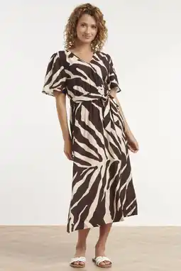 Wehkamp Smashed Lemon viscose midi zomerjurk met print - bruin aanbieding