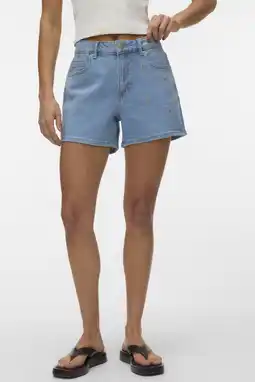 Wehkamp VERO MODA denim straight regularwaist short lichtblauw aanbieding