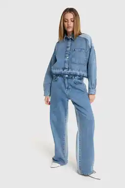 Wehkamp Alix the Label wide leg jeans light blue denim aanbieding