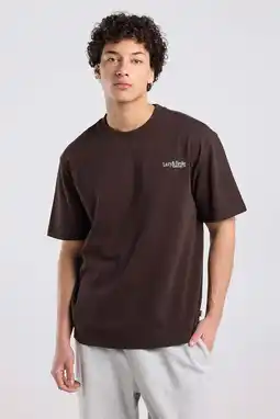 Wehkamp America Today relaxed fit T-shirt met backprint en print - bruin aanbieding