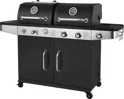 Bol.com SUMM - Hybride Barbecue MAGNUS - Gasbarbecue & Houtskool BBQ - 2 Grillroosters 48x42 cm - Zijbrander aanbieding