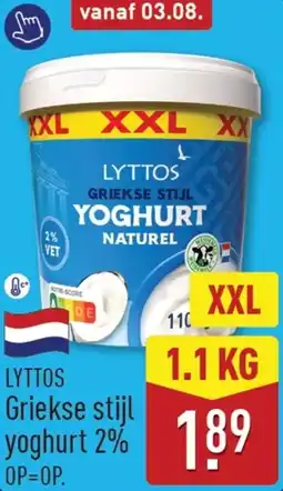 ALDI Lyttos Griekse Stijl Yoghurt 2% XXL aanbieding