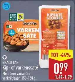 ALDI Snack fan kip of varkenssaté aanbieding