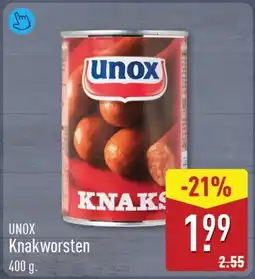 ALDI Unox knakworsten aanbieding