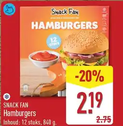 ALDI Snack fan hamburgers aanbieding