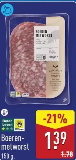 ALDI Boerenmetworst aanbieding