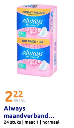 Action Always maandverband Sensitive aanbieding