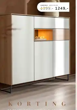 Xooon Lindfield, dressette 160 cm - 3-deuren + 2-laden + 1-niche (+ LED) aanbieding