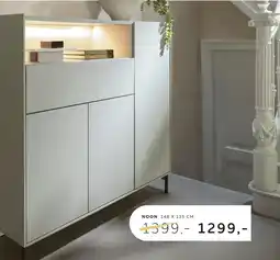Xooon Noon, dressette 148 cm - 3-deuren + 1-lade + 1-niche (+ LED) - geheel silk grey aanbieding
