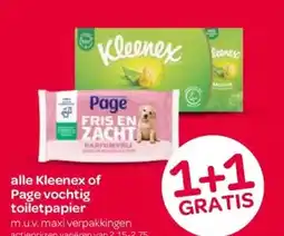 Spar alle Kleenex of Page vochtig toiletpapier aanbieding