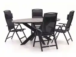 Kees Smit + 15% kassakorting | Forza Capri/Fidenza ovaal 180cm dining tuinset 5-delig verstelbaar aanbieding